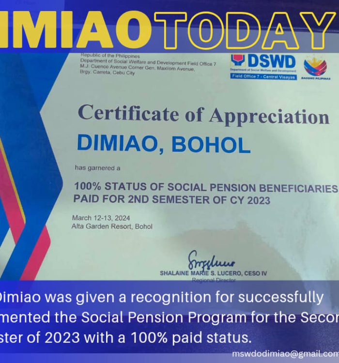 Dimiao Has Been Recognized For Its Successful Implementation Of The Social Pension Program Under The Fund Transfer Scheme